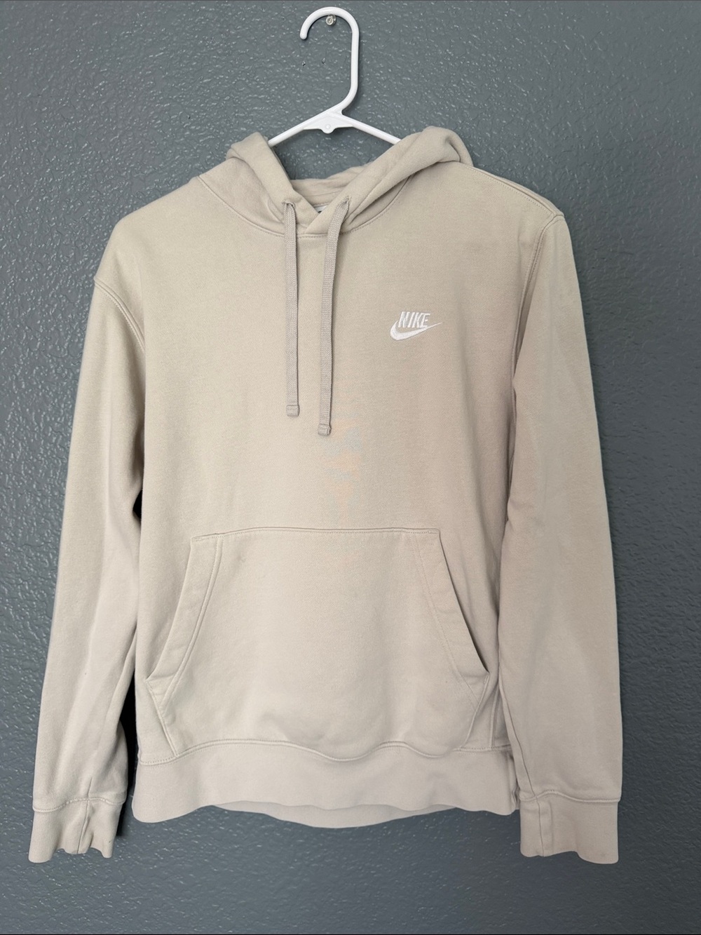 Nike Men’s Taupe Pullover Hoodie with White Logo size small